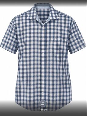 Pronto Uomo Men’s XL Blue & White Gingham Short Sleeve Shirt